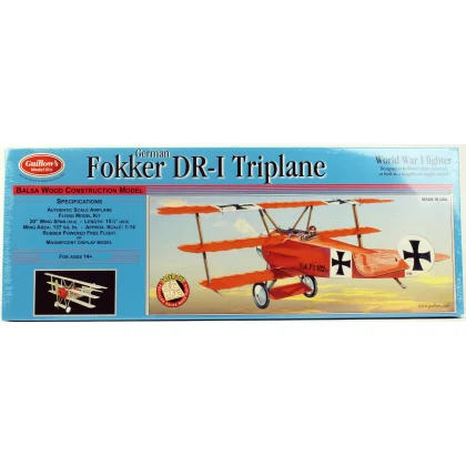 Guillow's 204 1/16 Ölçek, Fokker Triplane, 50cm, Laser Kesim, Balsa, Serbest Uçuş Model Kiti