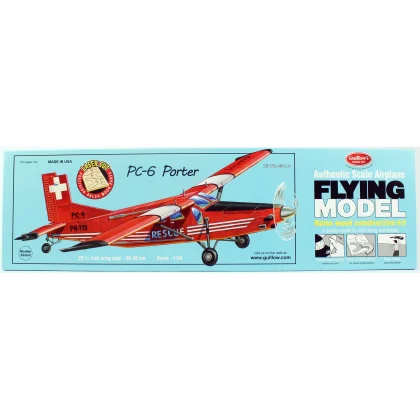 Guillow's 304 1/24 Ölçek, PC6 Porter, 66cm, Laser Kesim, Balsa, Serbest Uçuş Model Kiti