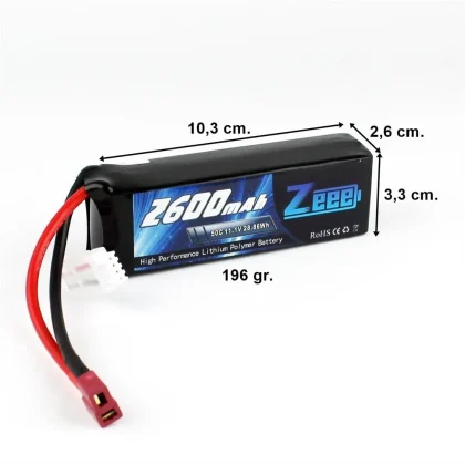 Zeee Power 3S, 11.1 Volt, 2600 mAh, 50C, T-Deans Fişli, Li-Po Pil Grubu