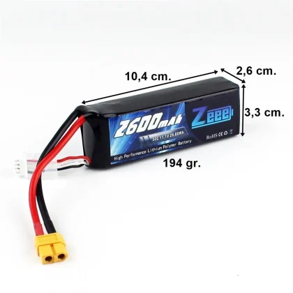 Zeee Power 3S, 11.1 Volt, 2600 mAh, 50C, XT60 Fişli, Li-Po Pil Grubu