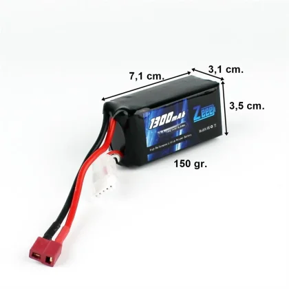 Zeee Power FPV 4S, 14.8 Volt, 1300 mAh, 120C, T-Deans Fişli, Li-Po Pil Grubu