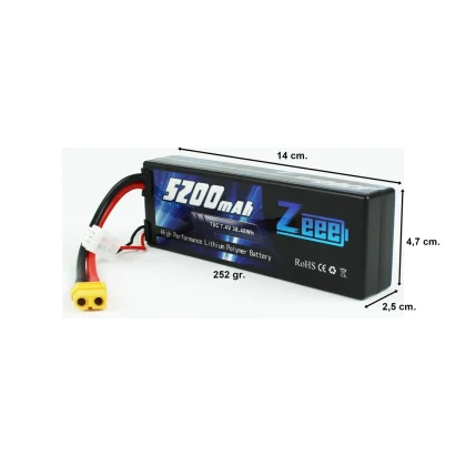 Zeee Power 2S, 7.4 Volt, 5200 mAh, 70C, XT60 Fişli, Li-Po Pil