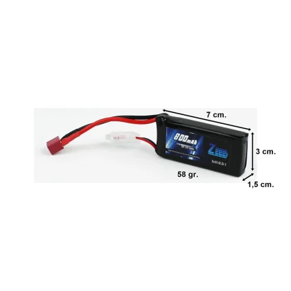 Zeee Power 2S, 7.4 Volt,800 mAh, 50C, T-Deans Fişli, Li-Po Pil