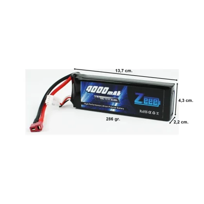 Zeee Power 3S, 11.1 Volt, 4000 mAh, 100C, T-Deans Fişli, Li-Po Pil
