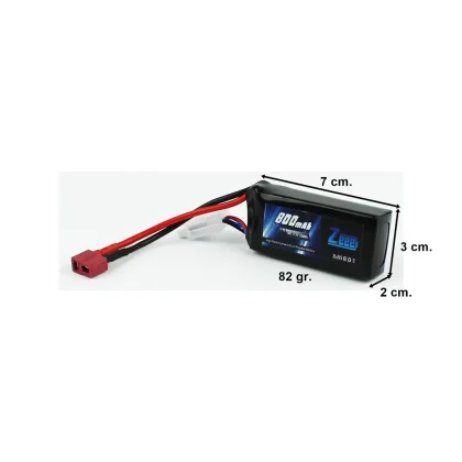 Zeee Power 3S, 11.1 Volt,800 mAh, 50C, T-Deans Fişli, Li-Po Pil